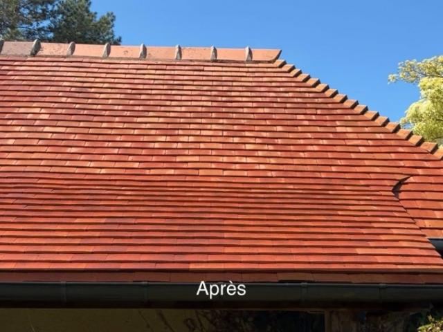 Rénovation et nettoyage d'un toit d'une dépendance sur la commune de Tourgéville